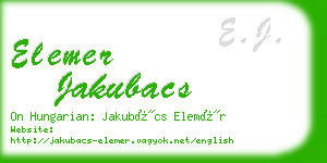 elemer jakubacs business card